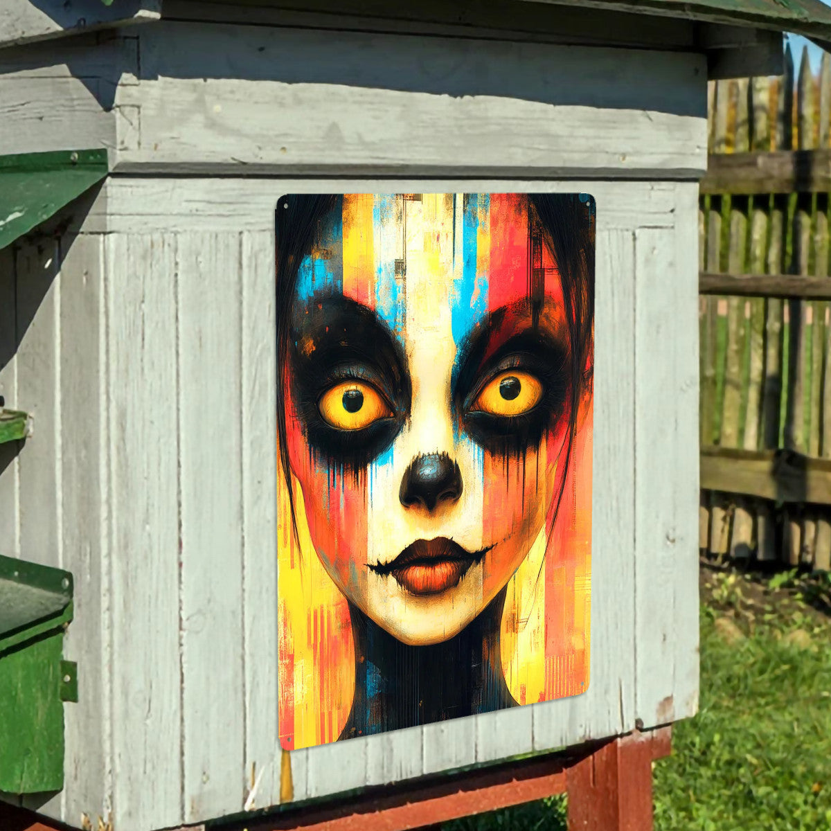QUORIX AI X FK - Wicked Gaze – Psychedelic Scarecrow Tin Sign Art