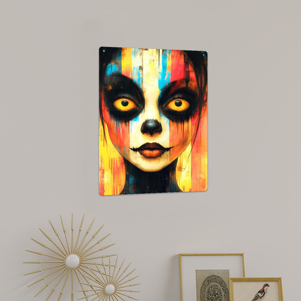 QUORIX AI X FK - Wicked Gaze – Psychedelic Scarecrow Tin Sign Art