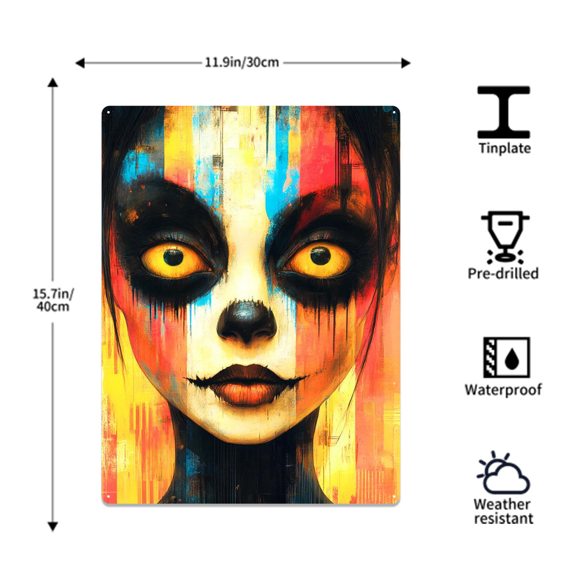QUORIX AI X FK - Wicked Gaze – Psychedelic Scarecrow Tin Sign Art