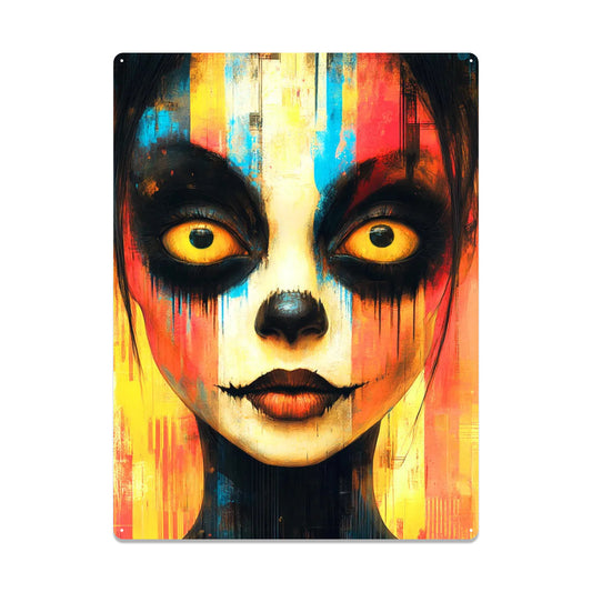 QUORIX AI X FK - Wicked Gaze – Psychedelic Scarecrow Tin Sign Art